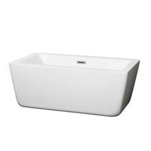 Load image into Gallery viewer, Wyndham Collection Bathtub Wyndham Collection WCOBT100559BNTRIM Laura 59 Inch Freestanding Bathtub in White with Brushed Nickel Drain and Overflow Trim