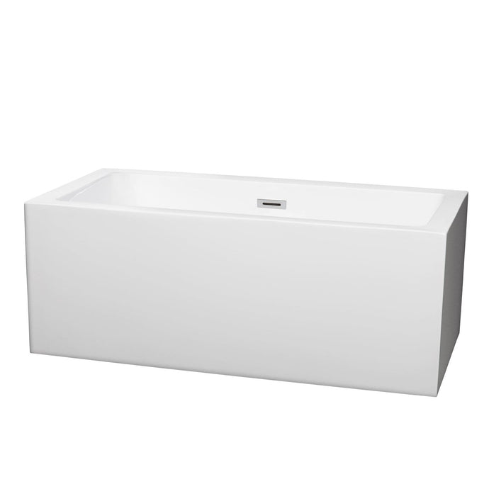 Wyndham Collection Bathtub Wyndham Collection WCOBT101160 Melody 60 Inch Freestanding Bathtub in White with Polished Chrome Drain and Overflow Trim