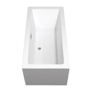 Wyndham Collection Bathtub Wyndham Collection WCOBT101160ATP11BN Melody 60 Inch Freestanding Bathtub in White with Floor Mounted Faucet, Drain and Overflow Trim in Brushed Nickel