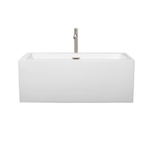 Load image into Gallery viewer, Wyndham Collection Bathtub Wyndham Collection WCOBT101160ATP11BN Melody 60 Inch Freestanding Bathtub in White with Floor Mounted Faucet, Drain and Overflow Trim in Brushed Nickel