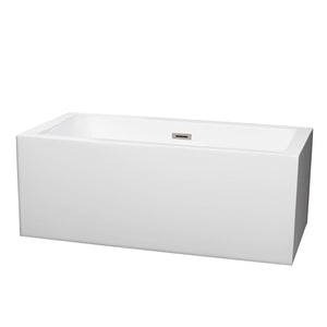 Wyndham Collection Bathtub Wyndham Collection WCOBT101160BNTRIM Melody 60 Inch Freestanding Bathtub in White with Brushed Nickel Drain and Overflow Trim