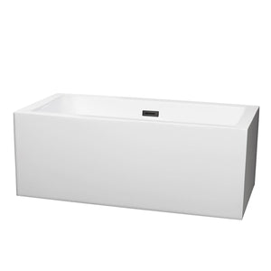 Wyndham Collection Bathtub Wyndham Collection WCOBT101160MBTRIM Melody 60 Inch Freestanding Bathtub in White with Matte Black Drain and Overflow Trim