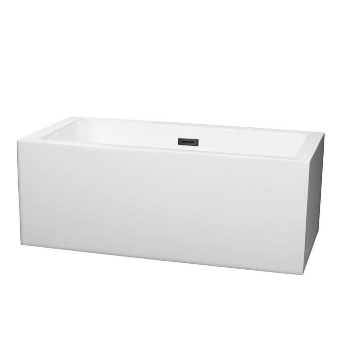 Wyndham Collection Bathtub Wyndham Collection WCOBT101160MBTRIM Melody 60 Inch Freestanding Bathtub in White with Matte Black Drain and Overflow Trim