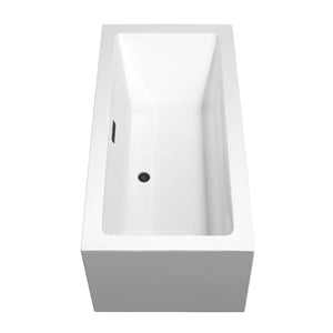 Wyndham Collection Bathtub Wyndham Collection WCOBT101160MBTRIM Melody 60 Inch Freestanding Bathtub in White with Matte Black Drain and Overflow Trim