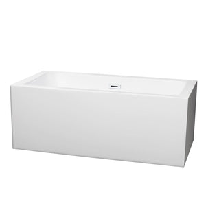 Wyndham Collection Bathtub Wyndham Collection WCOBT101160SWTRIM Melody 60 Inch Freestanding Bathtub in White with Shiny White Drain and Overflow Trim