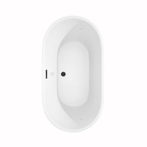 Wyndham Collection Bathtub Wyndham Collection WCOBT101260MBTRIM Carissa 60 Inch Freestanding Bathtub in White with Matte Black Drain and Overflow Trim