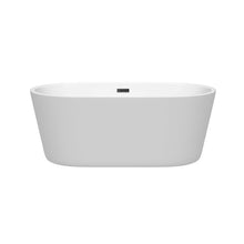 Load image into Gallery viewer, Wyndham Collection Bathtub Wyndham Collection WCOBT101260MBTRIM Carissa 60 Inch Freestanding Bathtub in White with Matte Black Drain and Overflow Trim