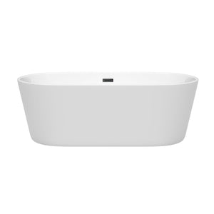 Wyndham Collection Bathtub Wyndham Collection WCOBT101267MBTRIM Carissa 67 Inch Freestanding Bathtub in White with Matte Black Drain and Overflow Trim