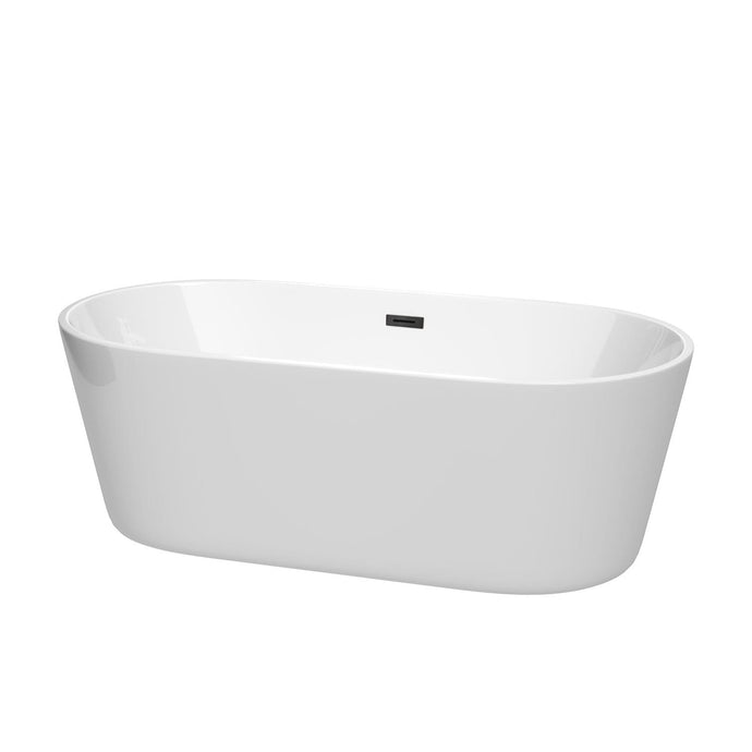 Wyndham Collection Bathtub Wyndham Collection WCOBT101267MBTRIM Carissa 67 Inch Freestanding Bathtub in White with Matte Black Drain and Overflow Trim