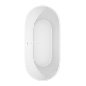 Wyndham Collection Bathtub Wyndham Collection WCOBT101267SWTRIM Carissa 67 Inch Freestanding Bathtub in White with Shiny White Drain and Overflow Trim