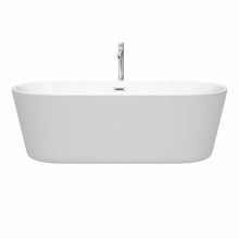 Load image into Gallery viewer, Wyndham Collection Bathtub Wyndham Collection WCOBT101271ATP11PC Carissa 71 Inch Freestanding Bathtub in White with Floor Mounted Faucet, Drain and Overflow Trim in Polished Chrome