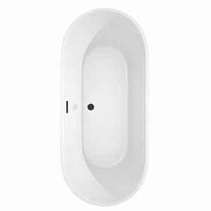 Wyndham Collection Bathtub Wyndham Collection WCOBT101271MBTRIM Carissa 71 Inch Freestanding Bathtub in White with Matte Black Drain and Overflow Trim