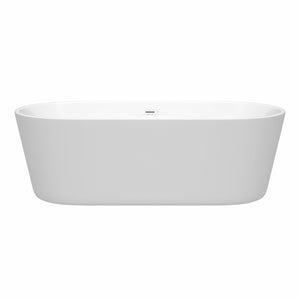 Wyndham Collection Bathtub Wyndham Collection WCOBT101271SWTRIM Carissa 71 Inch Freestanding Bathtub in White with Shiny White Drain and Overflow Trim