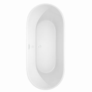 Wyndham Collection Bathtub Wyndham Collection WCOBT101271SWTRIM Carissa 71 Inch Freestanding Bathtub in White with Shiny White Drain and Overflow Trim