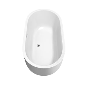 Wyndham Collection Bathtub Wyndham Collection WCOBT101360ATP11PC Juliette 60 Inch Freestanding Bathtub in White with Floor Mounted Faucet, Drain and Overflow Trim in Polished Chrome