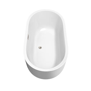 Wyndham Collection Bathtub Wyndham Collection WCOBT101360BNTRIM Juliette 60 Inch Freestanding Bathtub in White with Brushed Nickel Drain and Overflow Trim