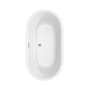 Wyndham Collection Bathtub Wyndham Collection WCOBT101360BNTRIM Juliette 60 Inch Freestanding Bathtub in White with Brushed Nickel Drain and Overflow Trim