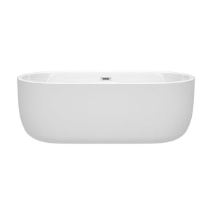 Wyndham Collection Bathtub Wyndham Collection WCOBT101367 Juliette 67 Inch Freestanding Bathtub in White with Polished Chrome Drain and Overflow Trim