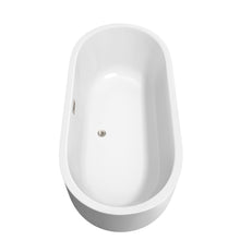 Load image into Gallery viewer, Wyndham Collection Bathtub Wyndham Collection WCOBT101367ATP11BN Juliette 67 Inch Freestanding Bathtub in White with Floor Mounted Faucet, Drain and Overflow Trim in Brushed Nickel