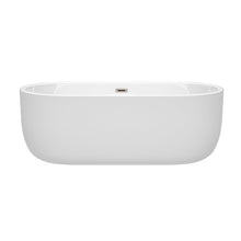 Load image into Gallery viewer, Wyndham Collection Bathtub Wyndham Collection WCOBT101367BNTRIM Juliette 67 Inch Freestanding Bathtub in White with Brushed Nickel Drain and Overflow Trim