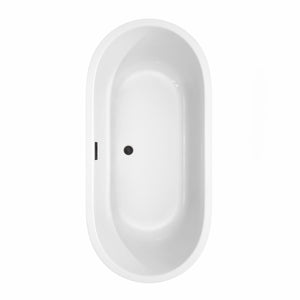 Wyndham Collection Bathtub Wyndham Collection WCOBT101367MBTRIM Juliette 67 Inch Freestanding Bathtub in White with Matte Black Drain and Overflow Trim