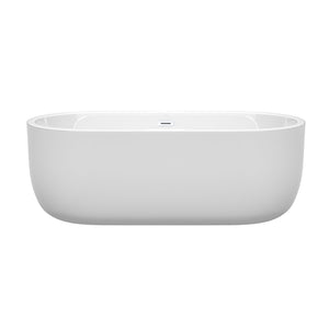 Wyndham Collection Bathtub Wyndham Collection WCOBT101367SWTRIM Juliette 67 Inch Freestanding Bathtub in White with Shiny White Drain and Overflow Trim