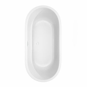 Wyndham Collection Bathtub Wyndham Collection WCOBT101367SWTRIM Juliette 67 Inch Freestanding Bathtub in White with Shiny White Drain and Overflow Trim