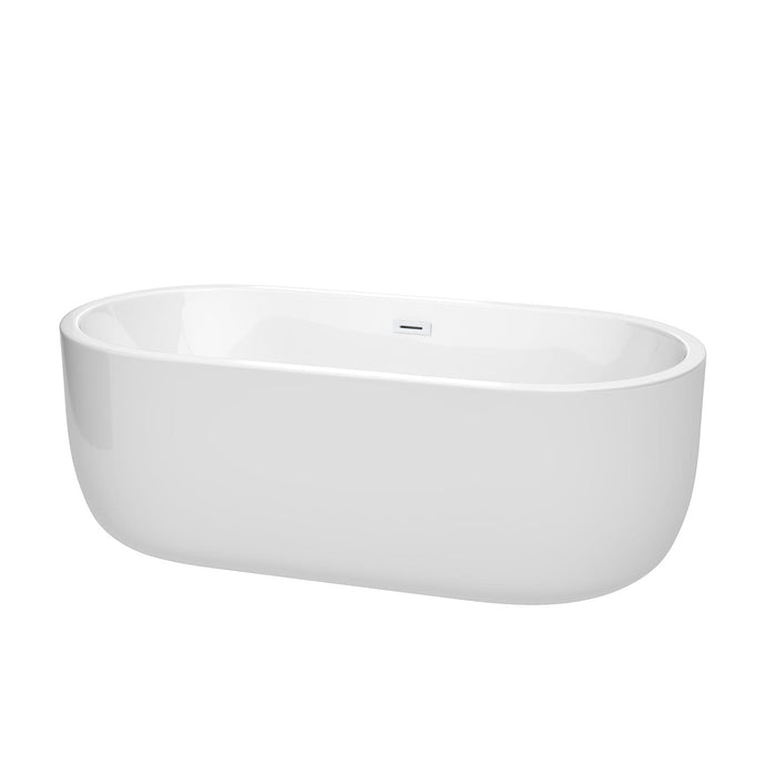 Wyndham Collection Bathtub Wyndham Collection WCOBT101367SWTRIM Juliette 67 Inch Freestanding Bathtub in White with Shiny White Drain and Overflow Trim