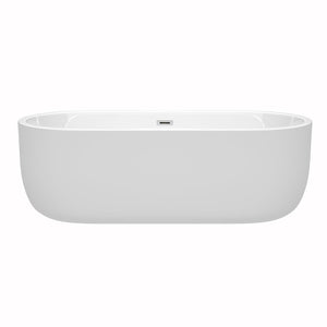 Wyndham Collection Bathtub Wyndham Collection WCOBT101371 Juliette 71 Inch Freestanding Bathtub in White with Polished Chrome Drain and Overflow Trim