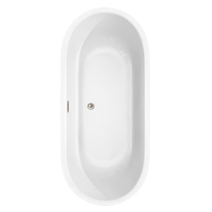 Wyndham Collection Bathtub Wyndham Collection WCOBT101371BNTRIM Juliette 71 Inch Freestanding Bathtub in White with Brushed Nickel Drain and Overflow Trim