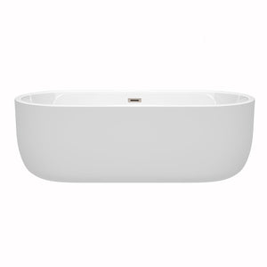 Wyndham Collection Bathtub Wyndham Collection WCOBT101371BNTRIM Juliette 71 Inch Freestanding Bathtub in White with Brushed Nickel Drain and Overflow Trim