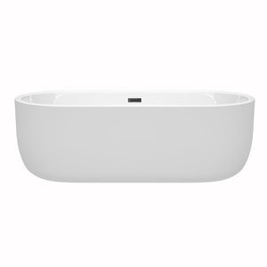Wyndham Collection Bathtub Wyndham Collection WCOBT101371MBTRIM Juliette 71 Inch Freestanding Bathtub in White with Matte Black Drain and Overflow Trim