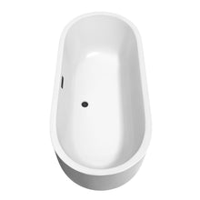 Load image into Gallery viewer, Wyndham Collection Bathtub Wyndham Collection WCOBT101371MBTRIM Juliette 71 Inch Freestanding Bathtub in White with Matte Black Drain and Overflow Trim