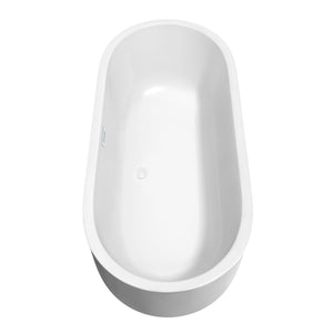 Wyndham Collection Bathtub Wyndham Collection WCOBT101371SWTRIM Juliette 71 Inch Freestanding Bathtub in White with Shiny White Drain and Overflow Trim