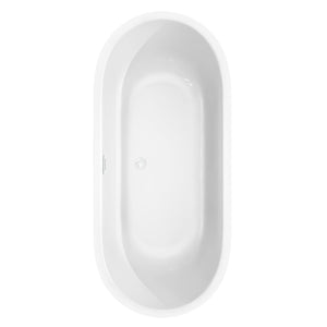 Wyndham Collection Bathtub Wyndham Collection WCOBT101371SWTRIM Juliette 71 Inch Freestanding Bathtub in White with Shiny White Drain and Overflow Trim