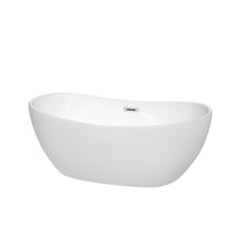 Load image into Gallery viewer, Wyndham Collection Bathtub Wyndham Collection WCOBT101460 Rebecca 60 Inch Freestanding Bathtub in White with Polished Chrome Drain and Overflow Trim
