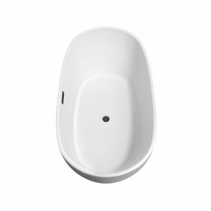Wyndham Collection Bathtub Wyndham Collection WCOBT101460MBTRIM Rebecca 60 Inch Freestanding Bathtub in White with Matte Black Drain and Overflow Trim