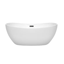 Load image into Gallery viewer, Wyndham Collection Bathtub Wyndham Collection WCOBT101460MBTRIM Rebecca 60 Inch Freestanding Bathtub in White with Matte Black Drain and Overflow Trim