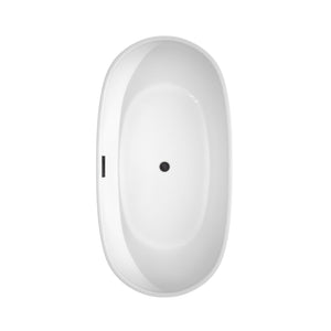 Wyndham Collection Bathtub Wyndham Collection WCOBT101460MBTRIM Rebecca 60 Inch Freestanding Bathtub in White with Matte Black Drain and Overflow Trim