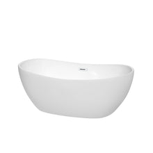Load image into Gallery viewer, Wyndham Collection Bathtub Wyndham Collection WCOBT101460SWTRIM Rebecca 60 Inch Freestanding Bathtub in White with Shiny White Drain and Overflow Trim
