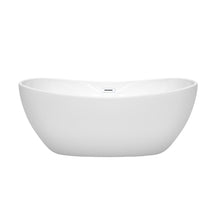 Load image into Gallery viewer, Wyndham Collection Bathtub Wyndham Collection WCOBT101460SWTRIM Rebecca 60 Inch Freestanding Bathtub in White with Shiny White Drain and Overflow Trim