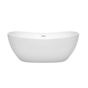 Wyndham Collection Bathtub Wyndham Collection WCOBT101460SWTRIM Rebecca 60 Inch Freestanding Bathtub in White with Shiny White Drain and Overflow Trim