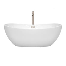 Load image into Gallery viewer, Wyndham Collection Bathtub Wyndham Collection WCOBT101465ATP11BN Rebecca 65 Inch Freestanding Bathtub in White with Floor Mounted Faucet, Drain and Overflow Trim in Brushed Nickel