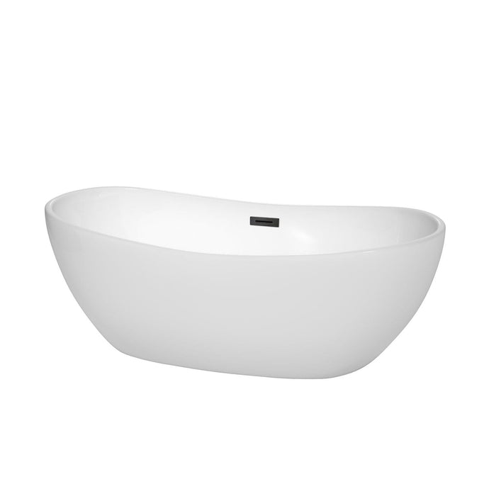 Wyndham Collection Bathtub Wyndham Collection WCOBT101465MBTRIM Rebecca 65 Inch Freestanding Bathtub in White with Matte Black Drain and Overflow Trim