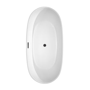 Wyndham Collection Bathtub Wyndham Collection WCOBT101465MBTRIM Rebecca 65 Inch Freestanding Bathtub in White with Matte Black Drain and Overflow Trim