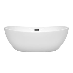 Wyndham Collection Bathtub Wyndham Collection WCOBT101465MBTRIM Rebecca 65 Inch Freestanding Bathtub in White with Matte Black Drain and Overflow Trim