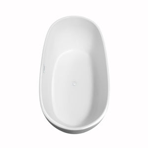 Wyndham Collection Bathtub Wyndham Collection WCOBT101465SWTRIM Rebecca 65 Inch Freestanding Bathtub in White with Shiny White Drain and Overflow Trim