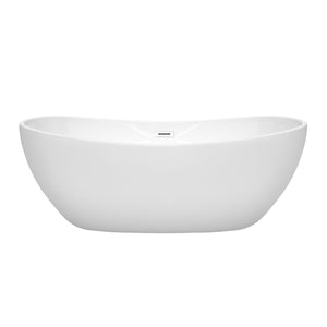 Wyndham Collection Bathtub Wyndham Collection WCOBT101465SWTRIM Rebecca 65 Inch Freestanding Bathtub in White with Shiny White Drain and Overflow Trim