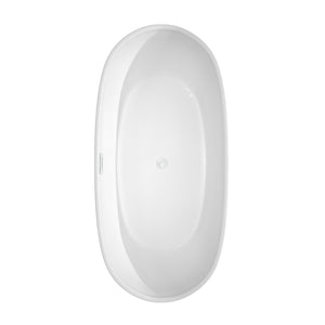 Wyndham Collection Bathtub Wyndham Collection WCOBT101465SWTRIM Rebecca 65 Inch Freestanding Bathtub in White with Shiny White Drain and Overflow Trim