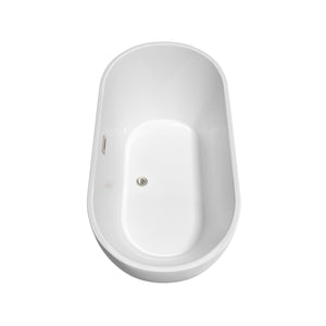 Wyndham Collection Bathtub Wyndham Collection WCOBT200060BNTRIM Brooklyn 60 Inch Freestanding Bathtub in White with Brushed Nickel Drain and Overflow Trim